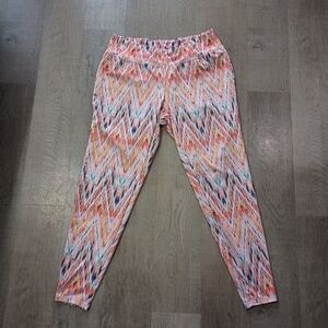 1X Colorful Chevron Print Leggings - Multicolor